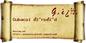 Gubacsi Árpád névjegykártya